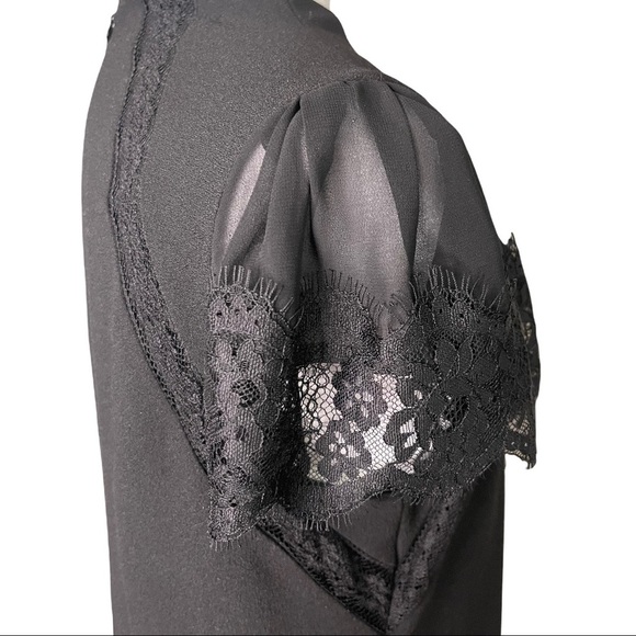 Nanette Lepore Size 10 Sheer Sleeved Fit and Flare Little Black Dress - Picture 8 of 14